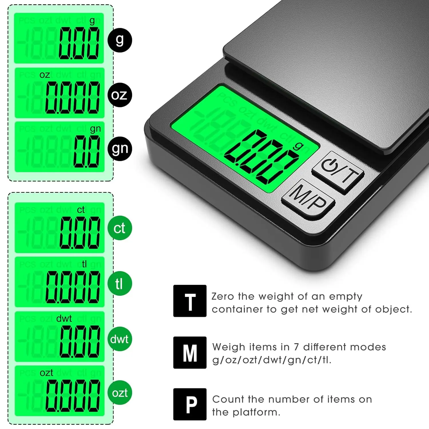 500g/0.01g Electronic Kitchen Scale Accurate Pocket Mini Jewelry Gram Scale with Backlight and Lid Calibration Coffee Scale