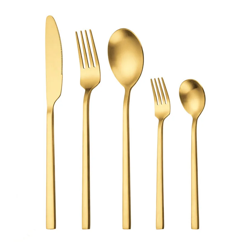 NalKin Matte Gold Cutlery  Stainless Steel Silverware Dinnerware Set Flatware Drop Shipping