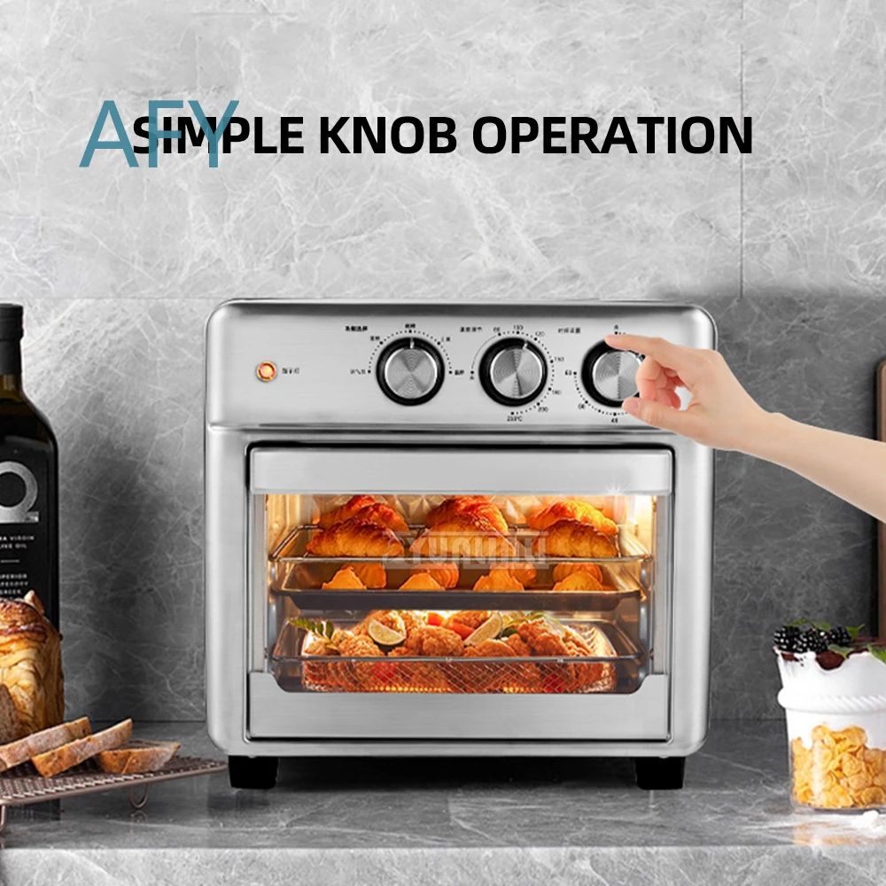 Smart Electric Air Fryer Oven for Home Cooking with 3 Baking Trays Deep Frying Function and Transparent Viewing Window for