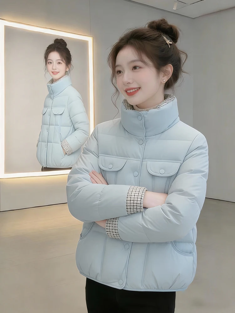 

Женская зимняя утепленная куртка на молнии из смесового хлопка, модная, для повседневной носки, с длинными рукавами, воротником-стойкой