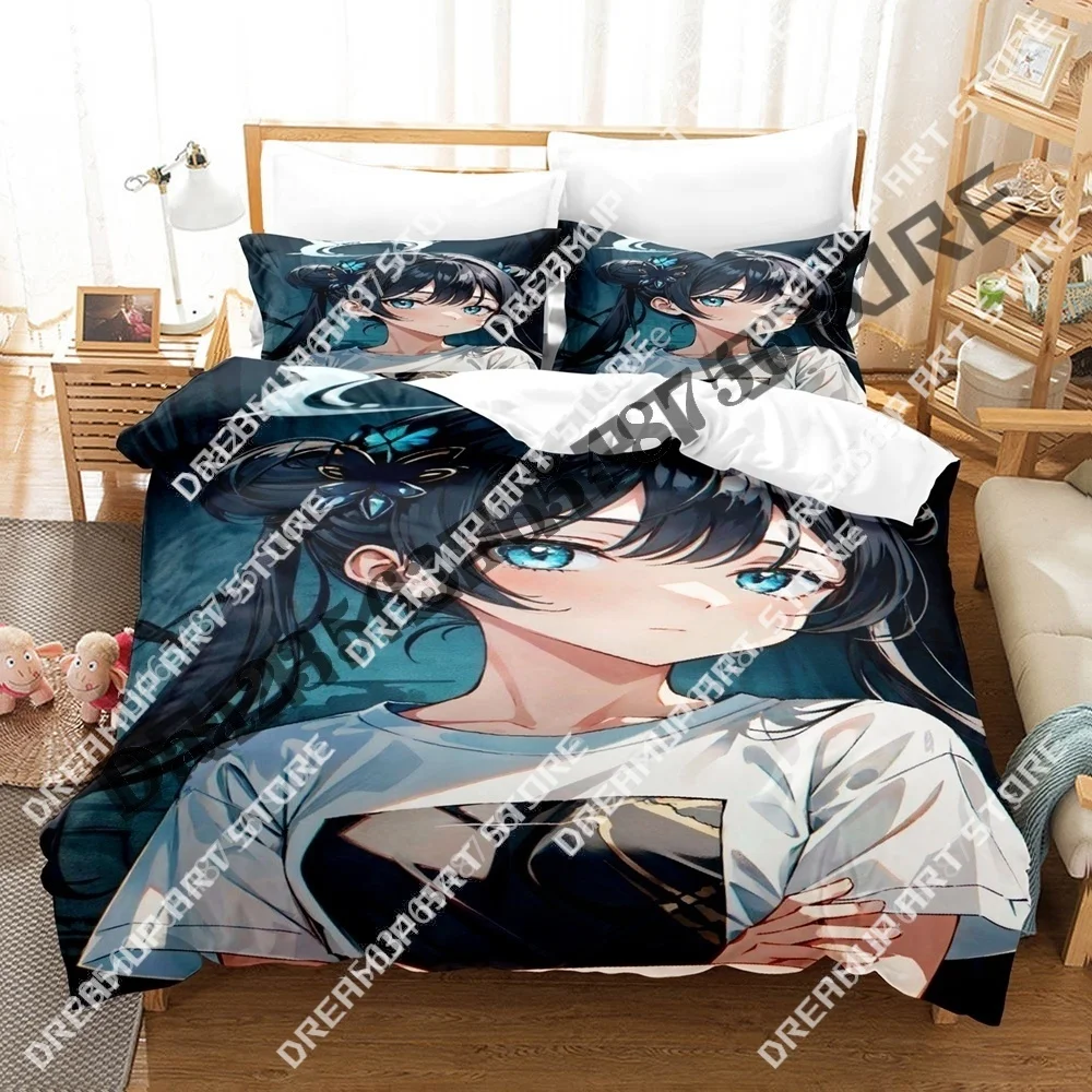 

Комплект постельного белья Ryuuge Kisaki Blue Archive с 3D принтом Twin Queen King, полноразмерный пододеяльник, наволочка, кровать для мальчиков и девочек, взрослых