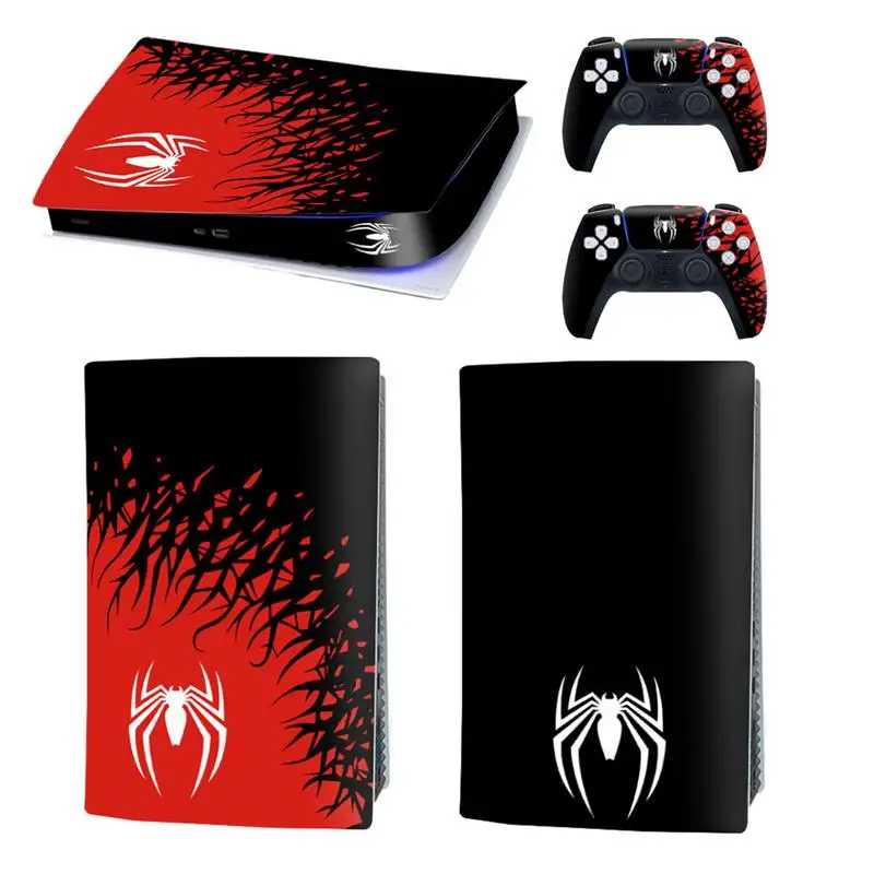 For PS5 Playstation5 Console and Controllers Vinyl Sticker Durable Skin Decal Cover Protective Film Scratch Resistant Spider