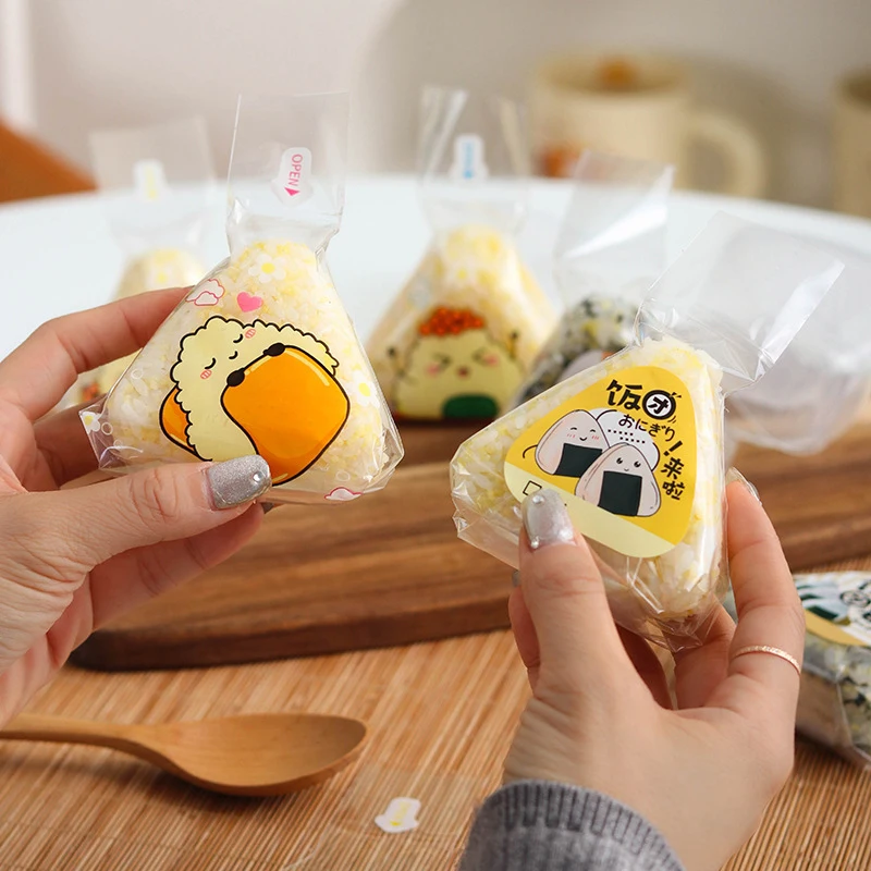 50 pezzi giapponese bel cartone animato per triangolo sacchetto di imballaggio palla di riso Nori Onigiri sacchetto di sushi sushi che fa stampo Bento accessori