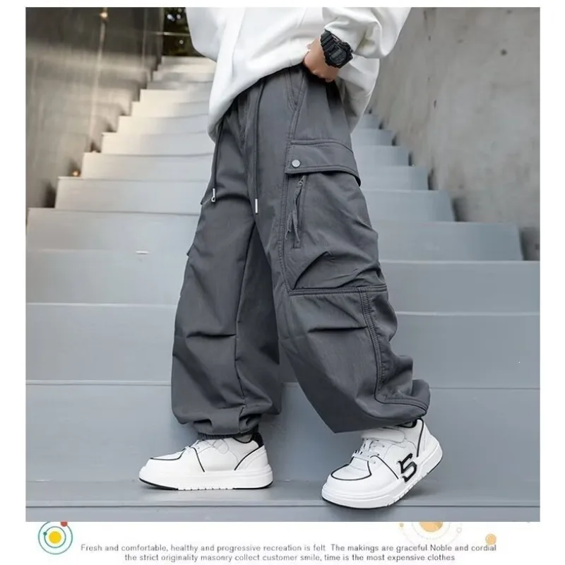 2026 Kinder Jungen Schicke Overalls UNITIM Herbst 4-14 Jahre Teenager Jungen Gerade Hose Locker Junge Elastischer Bund Hosenträger – Detail 17