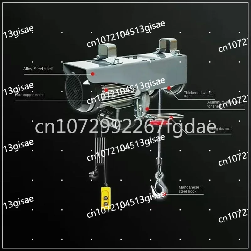 

600W Mini Electric Hoist 220V Crane, Household Small Lifting Winch Decoration 150Kg Crane and 20m Steel Wire Rope