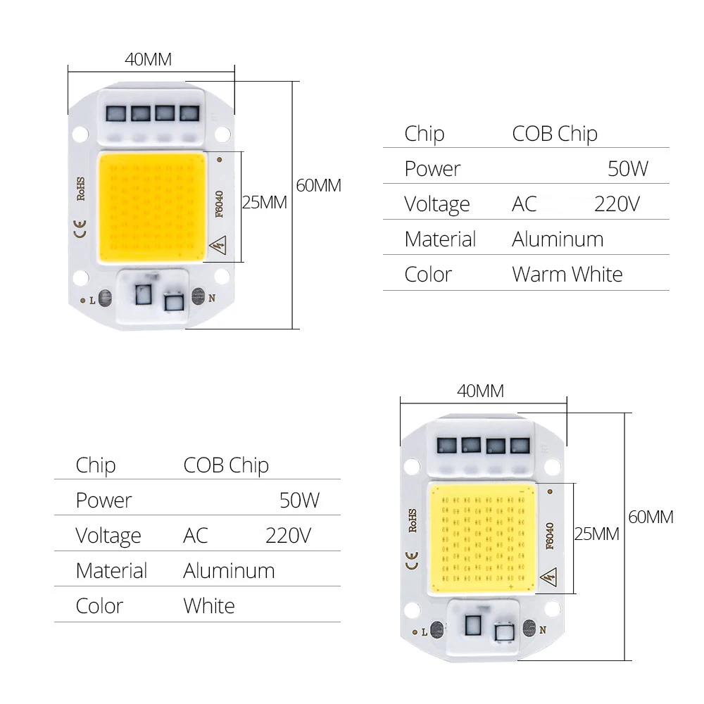 Garden COB Chip LED Lamp 220V 30W 50W Smart IC No Need Driver Lampada LED Bulb Lamp For Flood Light Spotlight Diy Lighting