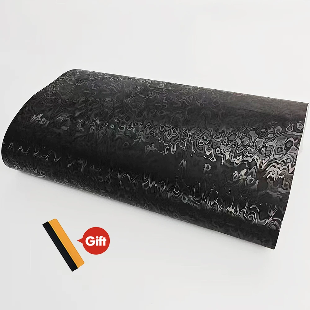 Vinilo Adhesivo de Fibra de Carbono Premium Cosmic Ghost Black, Rollo de Vinilo para Envolver Autos, Película Adhesiva para Decoración de Vehículos, Accesorios para Autos