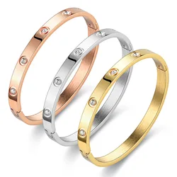 Fashion Jewelry Titanium Stainless Steel New Zircon Inlaid Bracelet Bangles