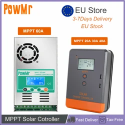 PowMr MPPT 60A 40A 30A 20A Solar Charge Controller 12V 24V 36V 48V Auto Regulator Solar Panel Battery Charge Fit for Lifepo4 Li