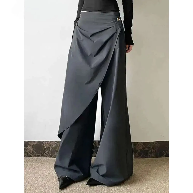 

Personalized Wide Leg Pants For Women Spring Autumn New High Waist Solid Color Casual Trousers Female Elegant