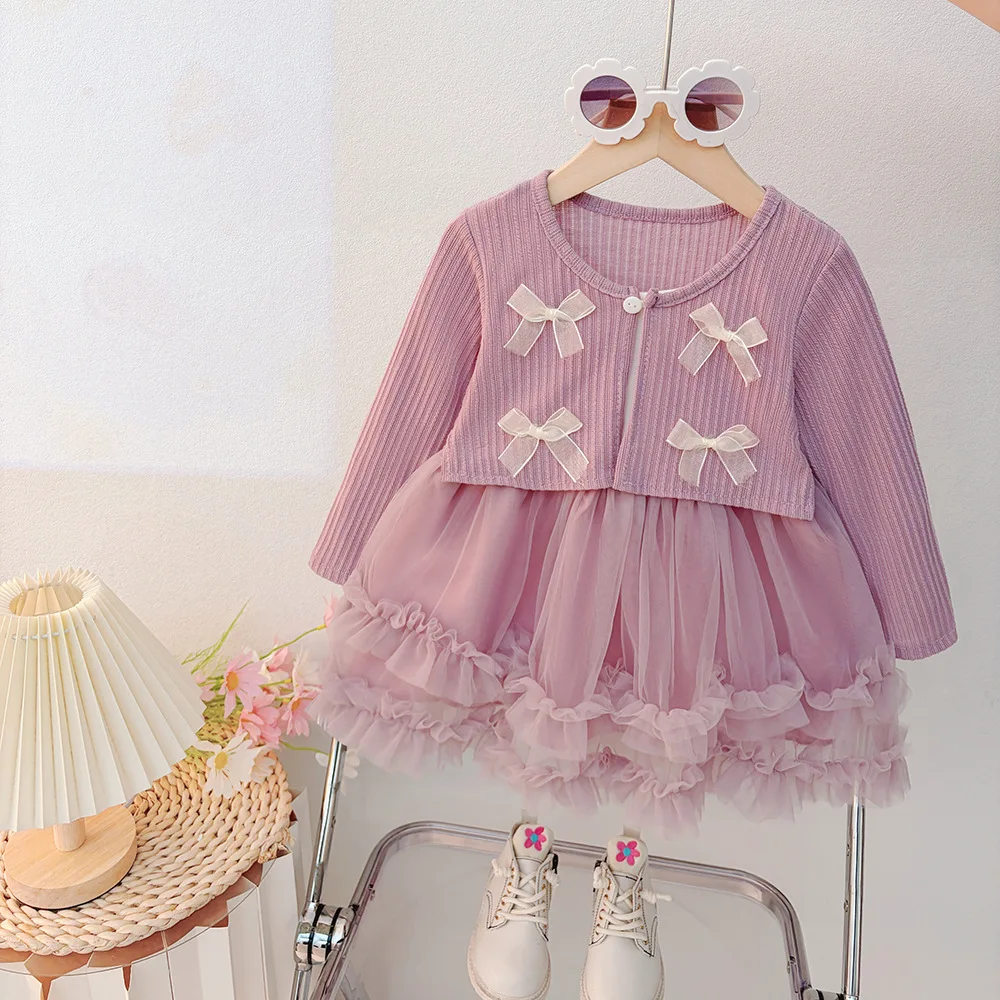9 Months-3 Years Baby Girl Dress Autumn/Winter Long Sleeved Mesh Dress Sweet Princess Birthday Party Dress Children's Dress