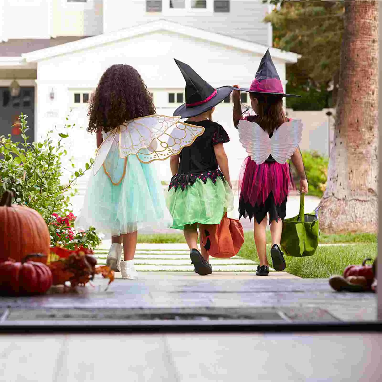 2pcs Gradient Colorful Fairy Stick Cosplay Performance Costume for Kids Children (Angel Wing + Fairy Stick)