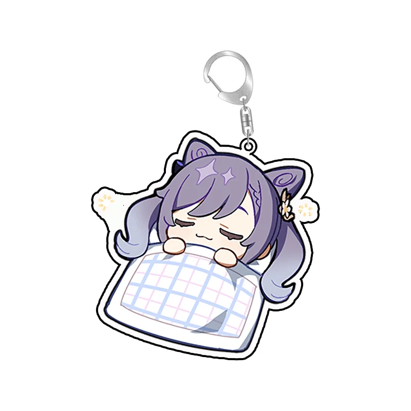 Genshin Impact Anime Figure Key Chain Ring Cute Keqing Lisa Cartoon Keyring Backpack Charms Customized Acrylic Keychain