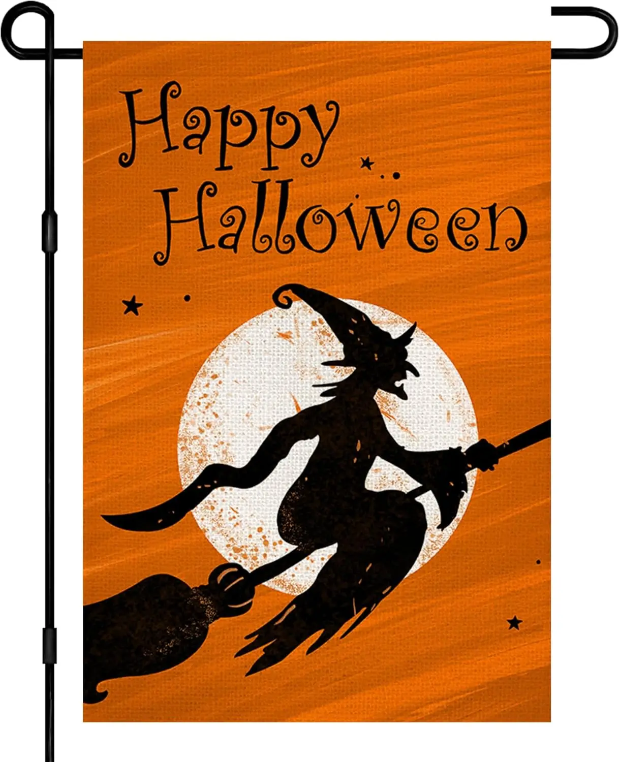 Happy Halloween Witch Garden Flag 12x18 Inch Double Sided Burlap, Halloween Sign Small Flags Farmhouse Party Yard Lawn Seasonal