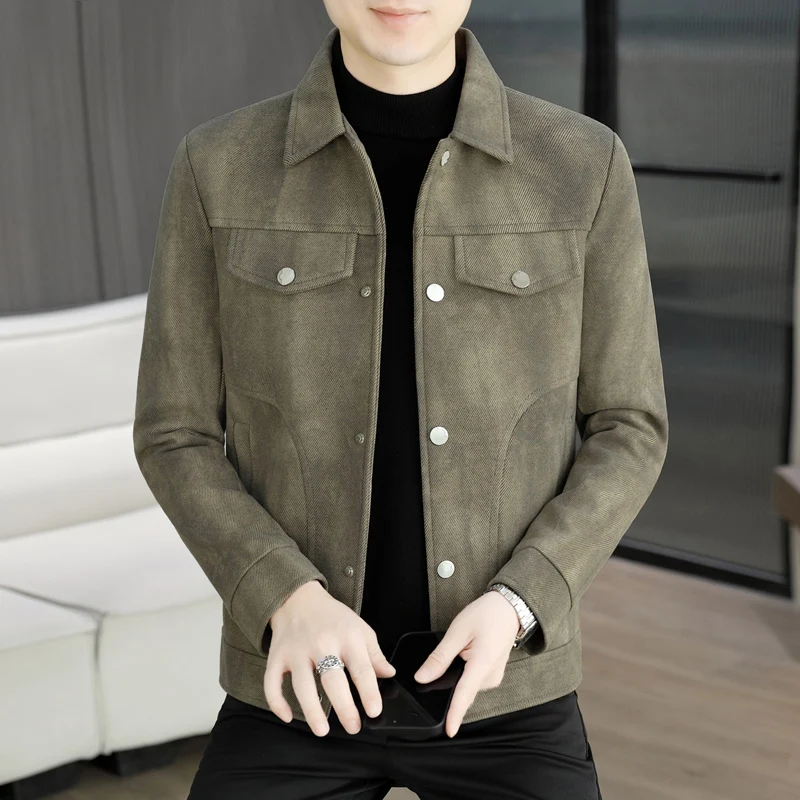 

Autumn 2025 Tie Dye Jacket for Men Korean Fashion Slim Fit Casual Jackets Lapel Business Social Office Outdoors Windproof Coats