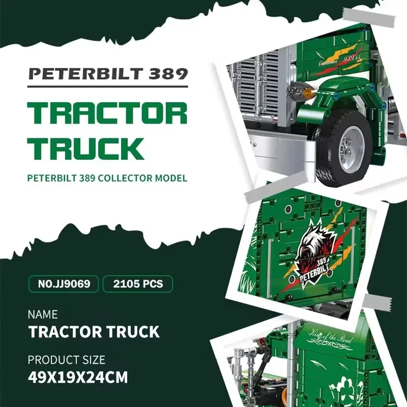 2105 elementów DIY Model Przyczepy Ciężarowej z Przodem Klocki Konstrukcyjne MOC Techniczne Edukacyjne Zabawki do Składania dla Chłopców Prezenty Świąteczne