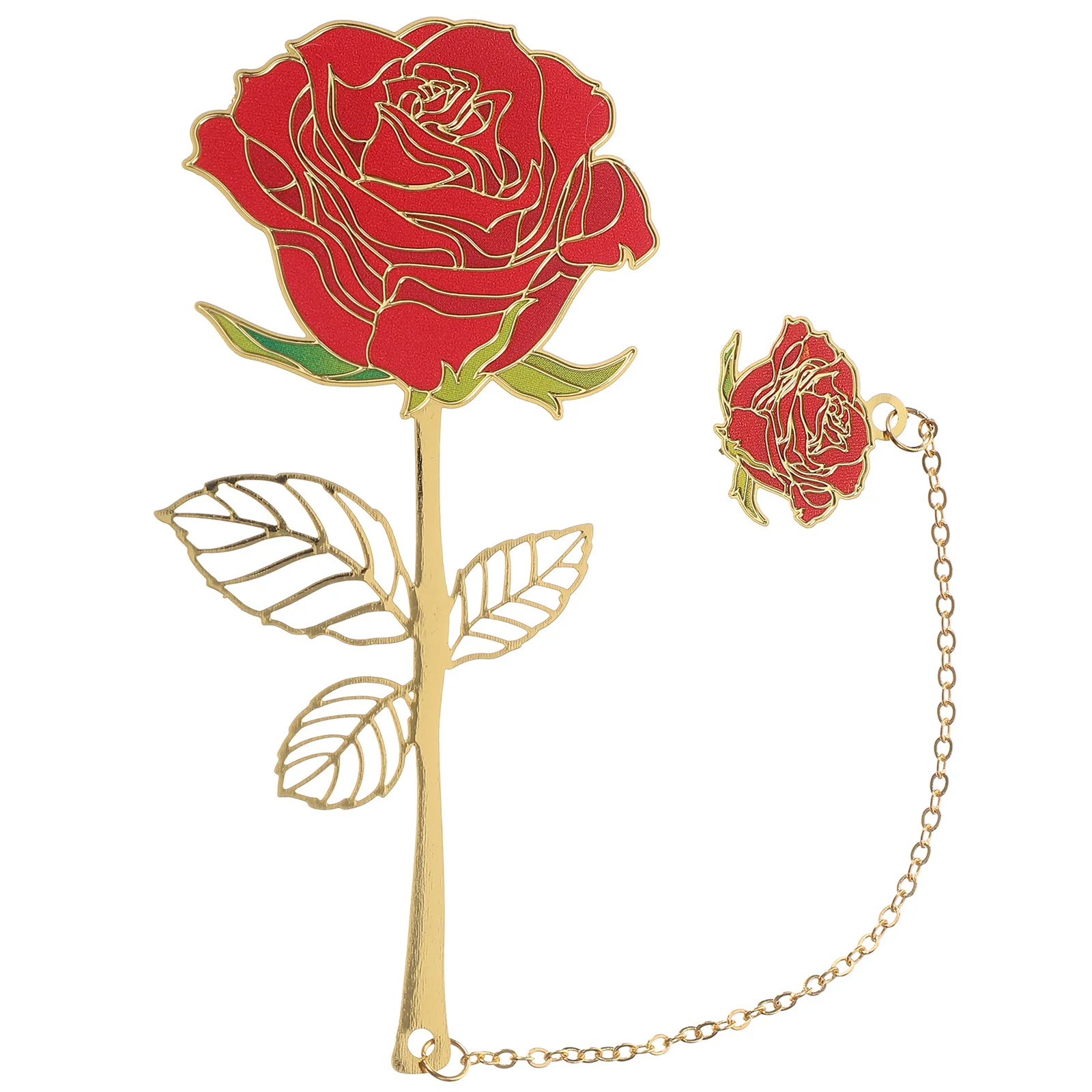 Chinese Style Bookmark Locket Rose Pendant Gift Markers Bookmarks for Women Red Reading