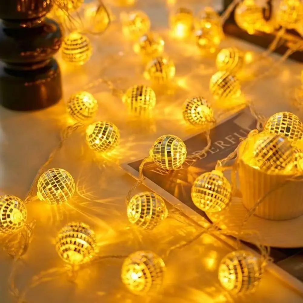 

Mini LED Disco Ball String Lights Waterproof Multicolor Mirror Disco Ball Lights USB Plug in Round Holiday String Lights