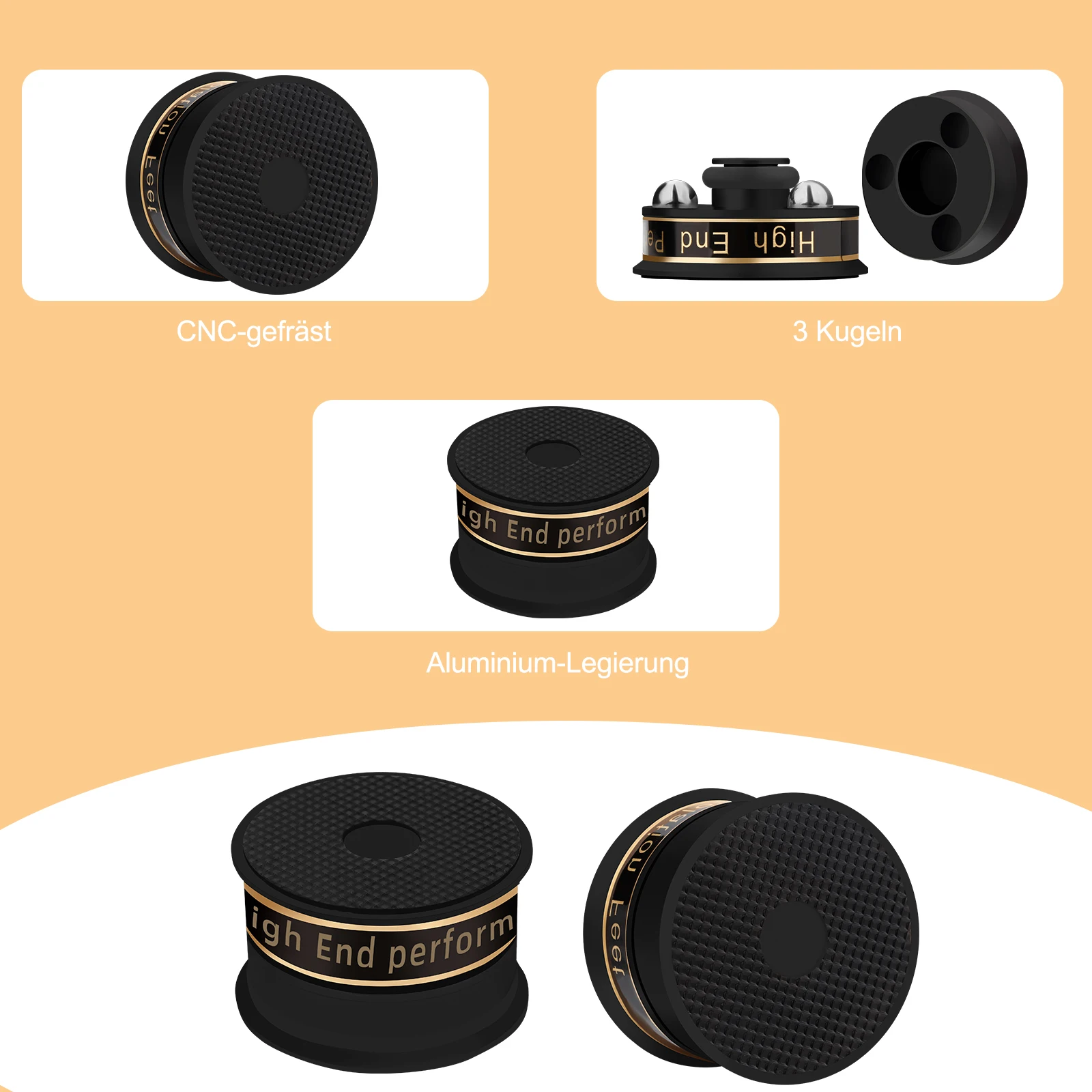 ขาตั้งลำโพงไฮไฟ 4 ชิ้น ทำจากเหล็กกล้า ป้องกันการสั่นสะเทือน รองรับน้ำหนักได้ถึง 200 กก.