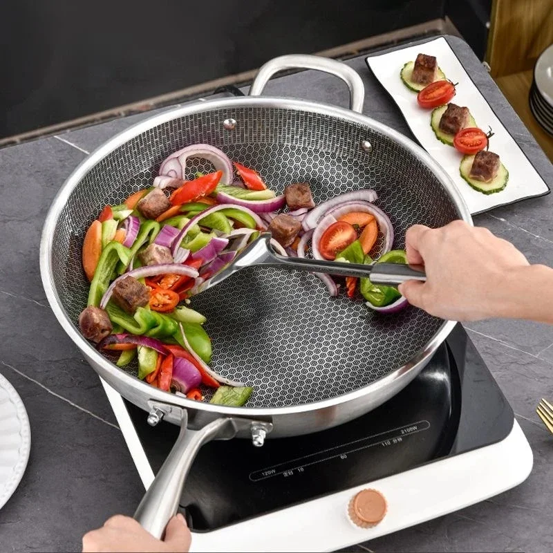 

Non Stick Skillets Stainless Steel Wok Induction Cooktop No-stick Pan Electric Honeycomb Frying Griddle