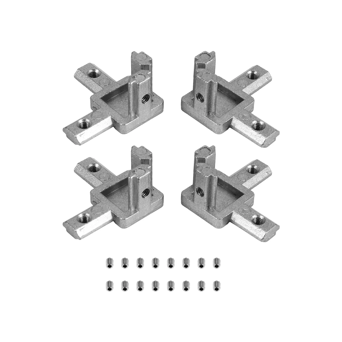2020 시리즈 엔드 코너 브래킷 커넥터, 유럽 표준, 6mm T 슬롯, 20x20mm 알루미늄 압출 프로파일, 3 웨이, 핫 4 개