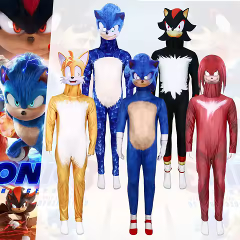Game Hot Toys Anime Sonic Cosplay Costume Children's Hedgehog Zentai Halloween Party Boys Girls White Gloves Costume Bodysuit