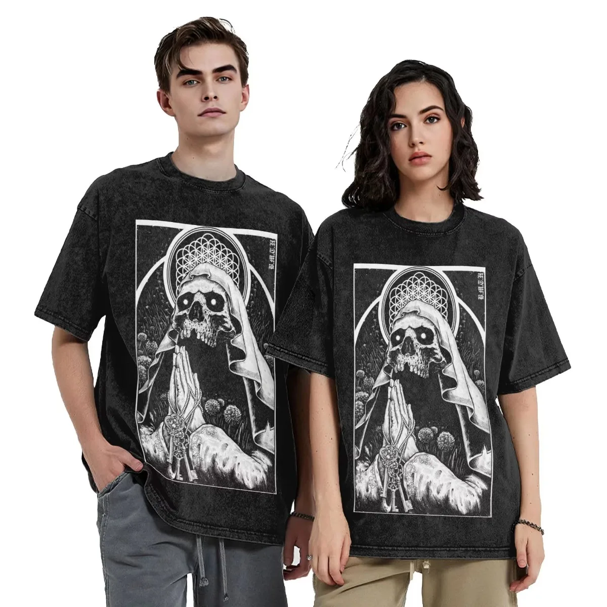

Summer retro washed soft comfortable breathable original design sense printed men's and women's T-shirts