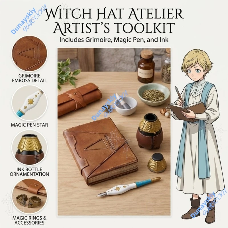 Anime Cosplay Outfit Hexenhut Atelier Coco und Qifrey Komplettes Kostüm mit Rosen-Spitzenapplikationen Komplette Requisiten