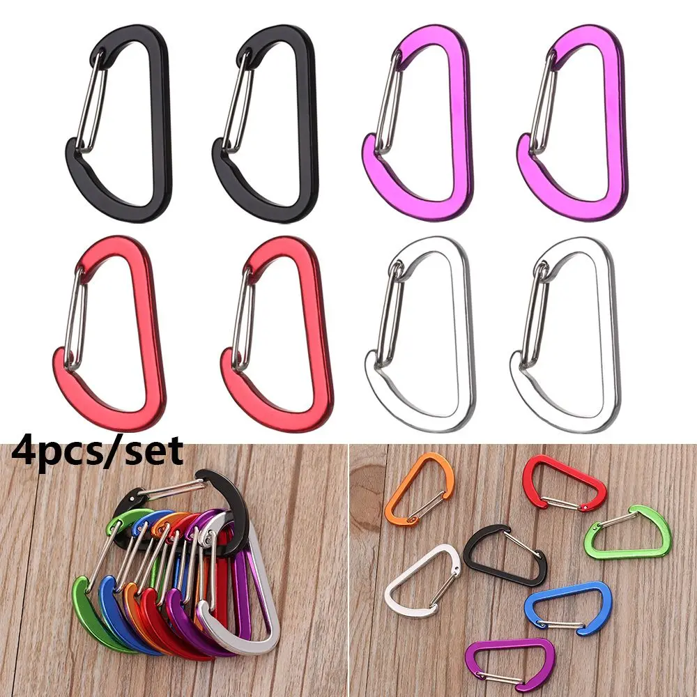 

4pcs 7 color Fishing Tool Aluminum Alloy Outdoor Camping Keyring Carabiner D-Ring Keychain Climbing Snap Clip