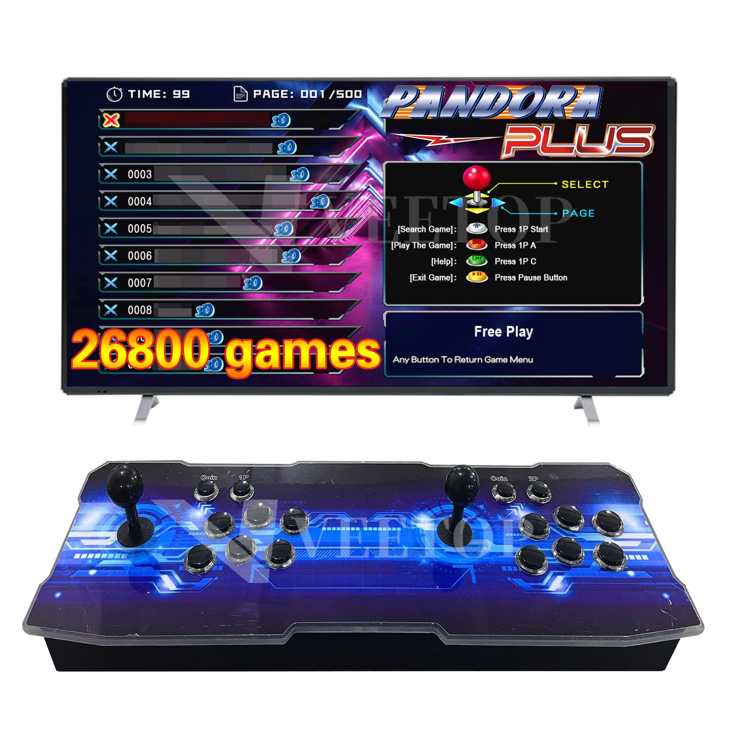 Hurtownia fabryczna zaawansowanych automatów arcade do gier wideo dla rodzin z podwójnymi joystickami, 26800 gier wideo w jednym automatycznym konsoli.