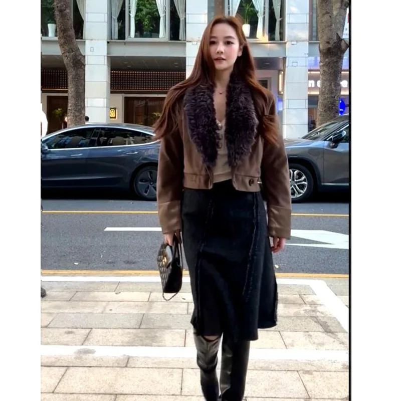 

Ретро-твидовая юбка с асимметричным подолом из шерсти, женская дизайнерская модель, стройнящая юбка А-силуэта, осень-зима, новинка