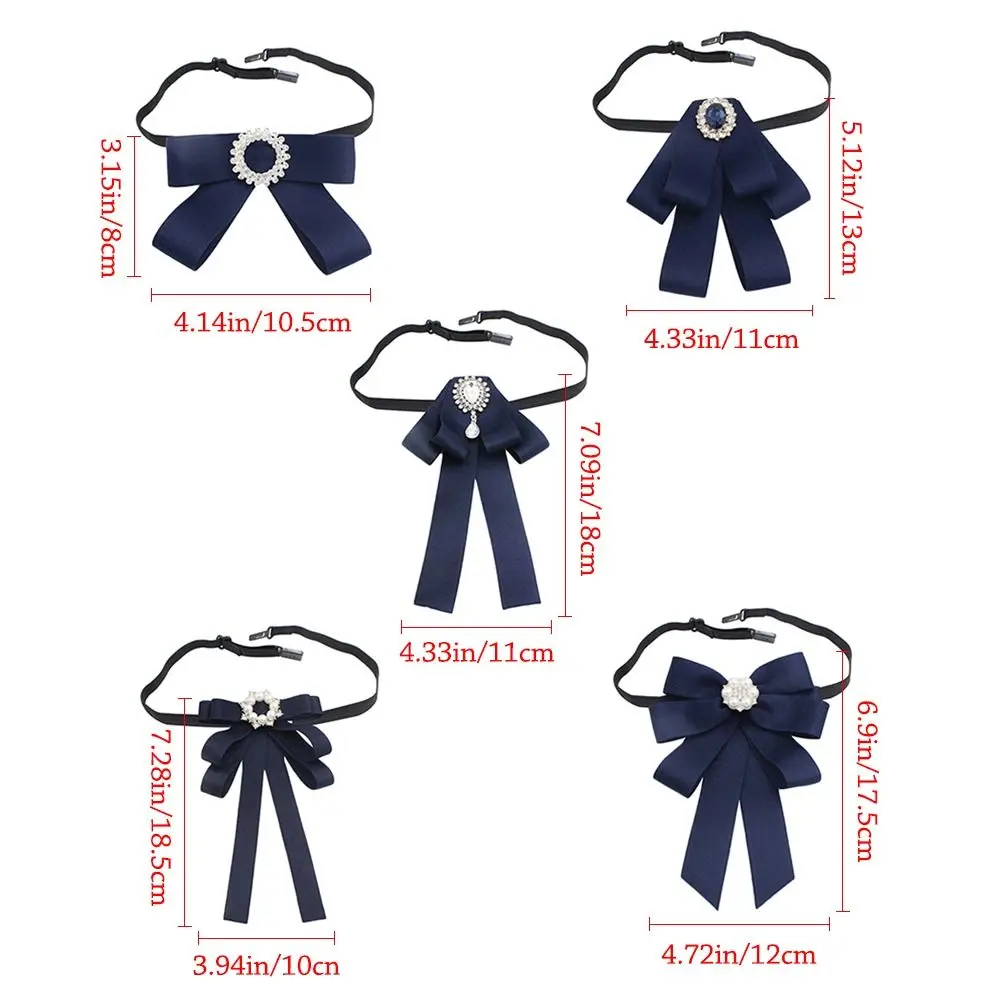 Fashion Alloy Bow Tie Jewelry Accessories Rhinestone Necktie Neck Decoration Bowknot Brooches for Student