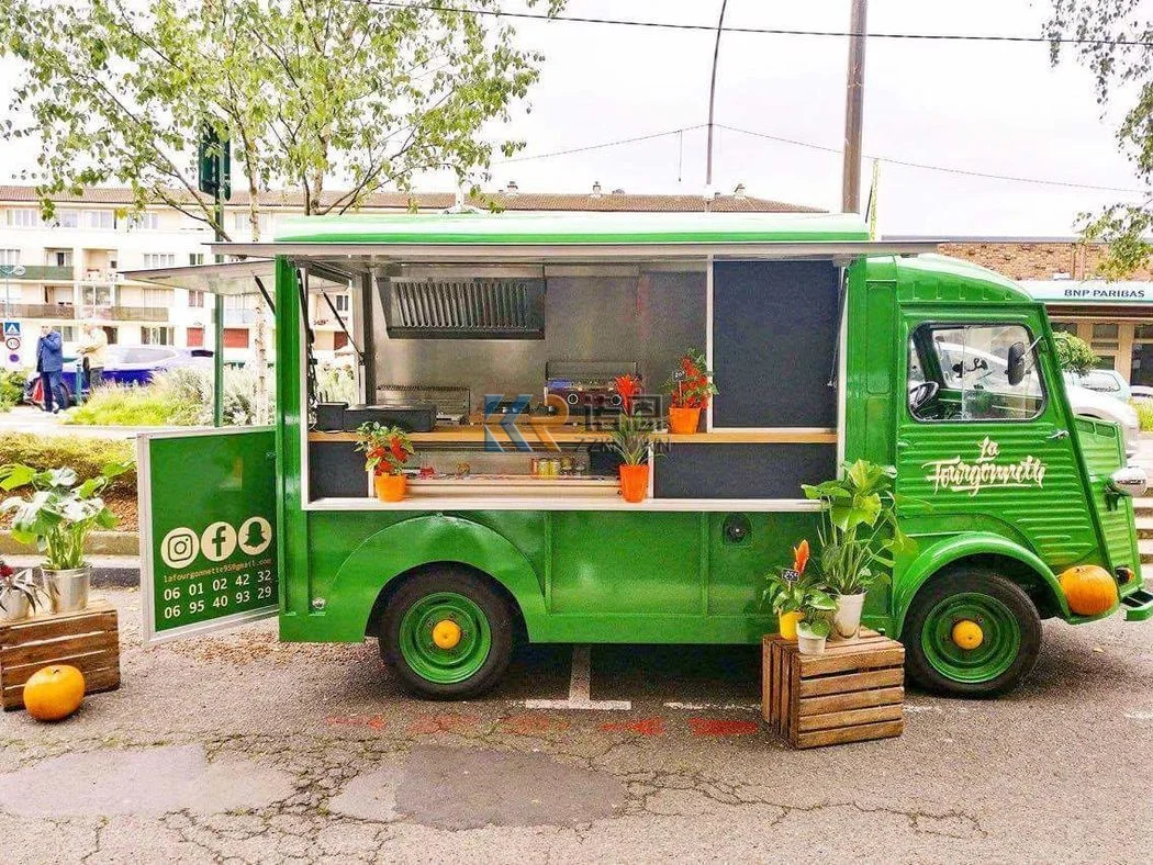 Vintage Food Truck Coffee Catering Steel Concession Food Trailer With Kitchen Equipment