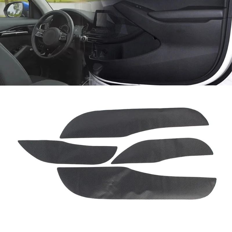 4pcs for Kia Seltos 2020-2022 Car Door Anti Kick Pad Cover Trim Carbon Fiber Texture Car Interior Door Protect Cover Accessories