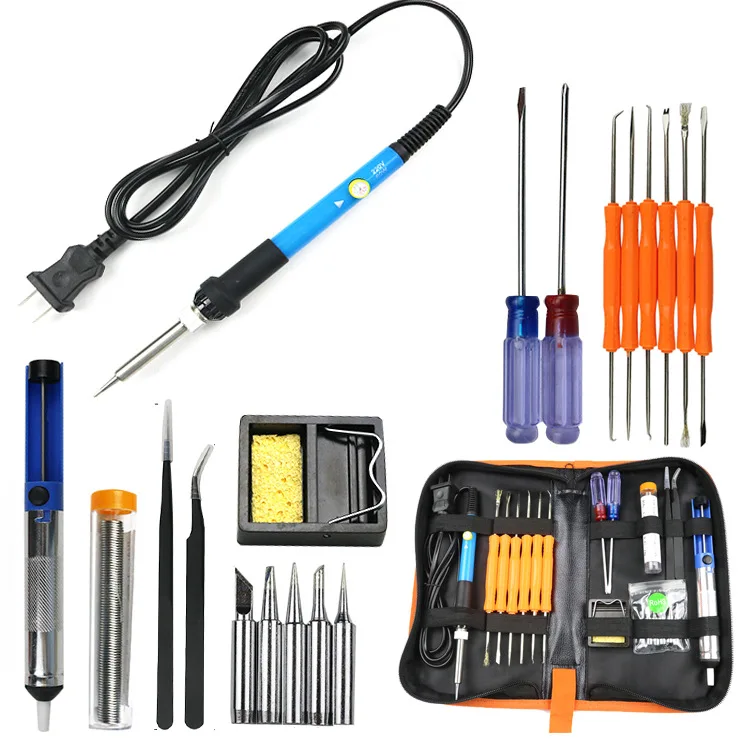 60W 110V/220V Electric Soldering Iron Kit Adjustable Temperature Plastic Welding Iron for Electronic Repair Tool