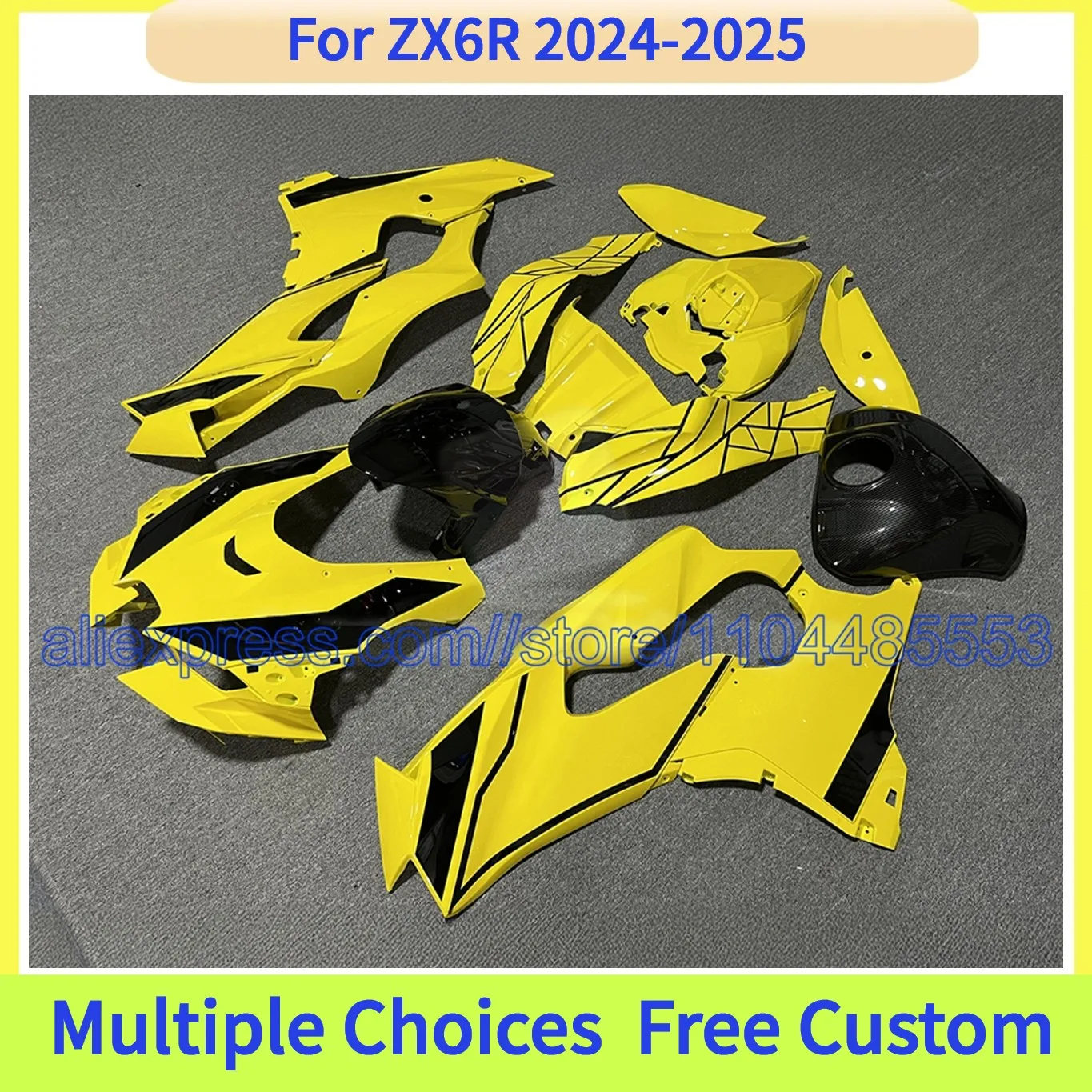 

Motorcycle Aftermarket Parts Fairing For Kawasaki ZX-10R 2021 2022 2023 2024 2025 ZX10RR ZXT02L Yellow Painted Body Plastic Kit