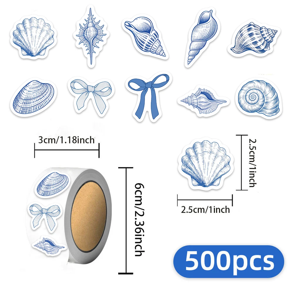 500PCS Ocean Shell Butterfly Festival Cartoon Graffiti Scroll Small Pattern DIY Skateboard Cup Waterproof Decorative Stickers