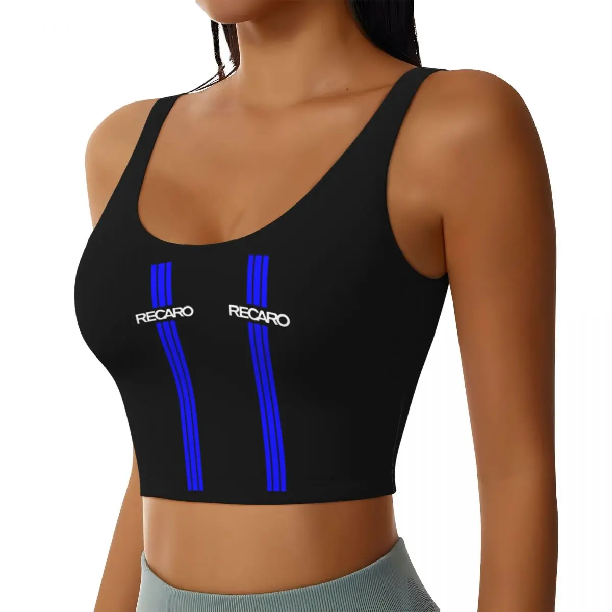 Custom Women's Recaros Logo Sports Bra High Impact Gym Workout Running Crop Tank Tops