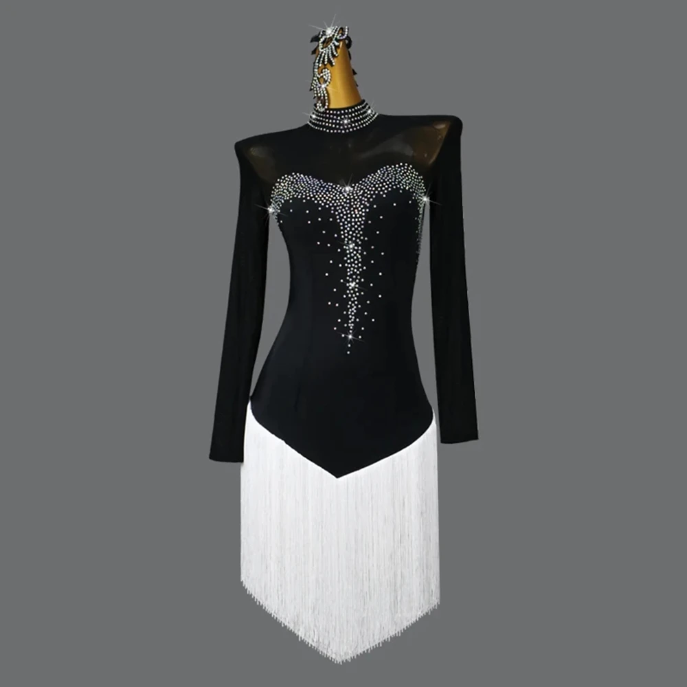 Vestido de dança latina das mulheres roupas de festa feminino franjas terno dancewear meninas traje de palco baile prática wear esporte samba carnaval