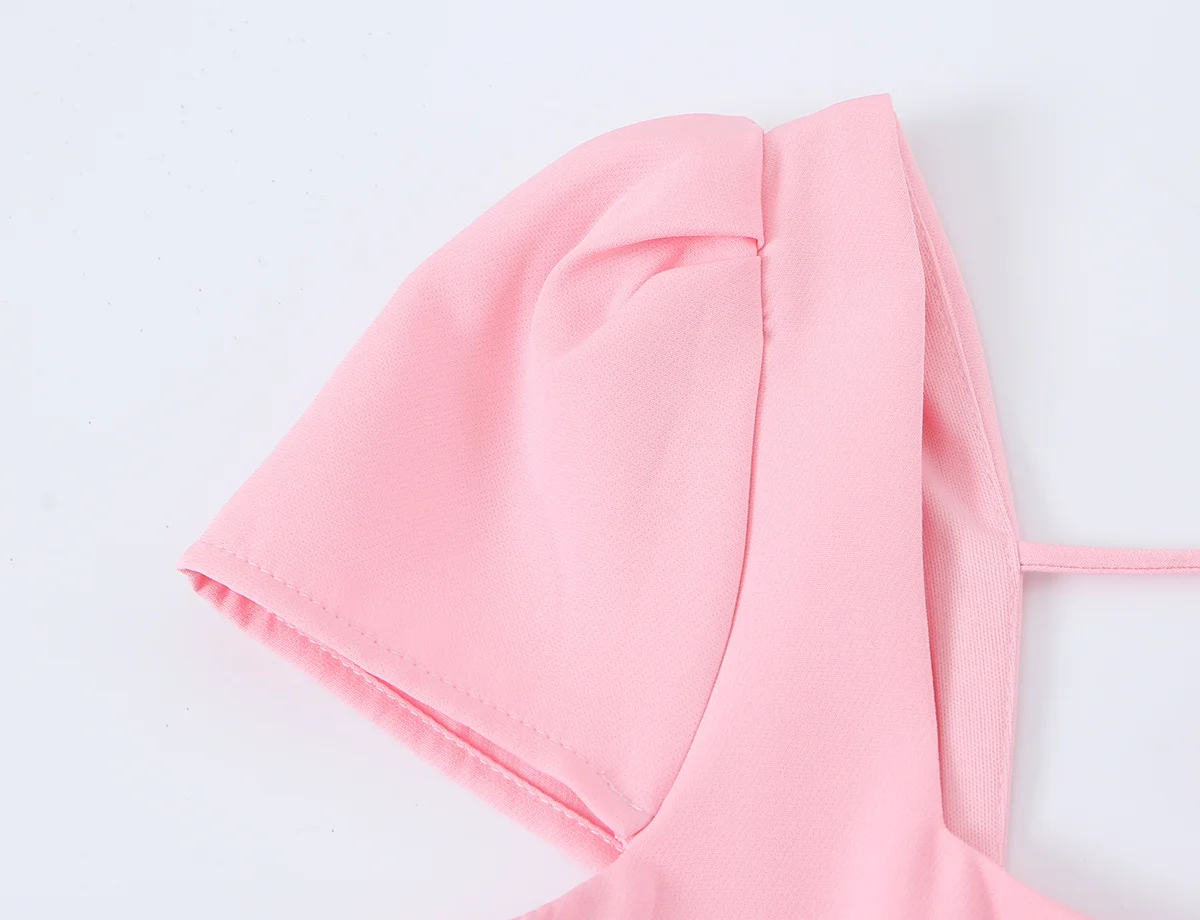TFMLN Sommer Damen Kleider mit Schleife und Rückenausschnitt, elegantes, kurzärmliges Kleid mit quadratischem Ausschnitt, schmal geschnittenes Kleid für Abend, Party, Club, Damenkleider – Detail 5