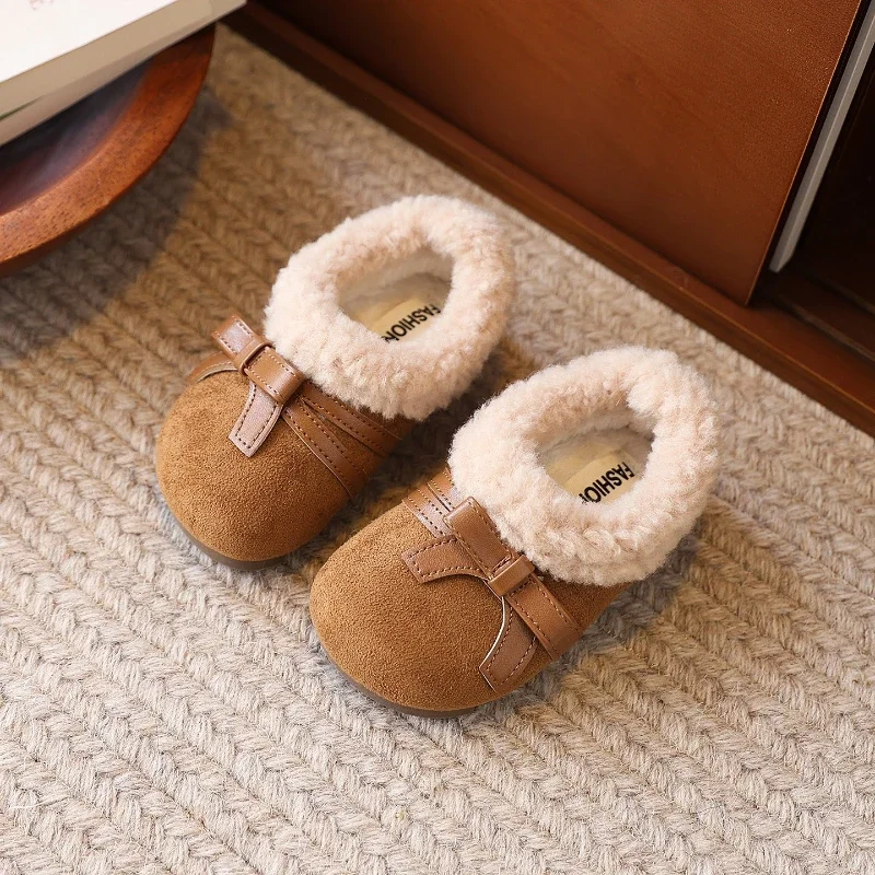 

2025 Children Casual Shoes for Girls Winter New Fashion Korean Style Soft Bottom Anti-slippery Versatile Princess Cotton Shoes