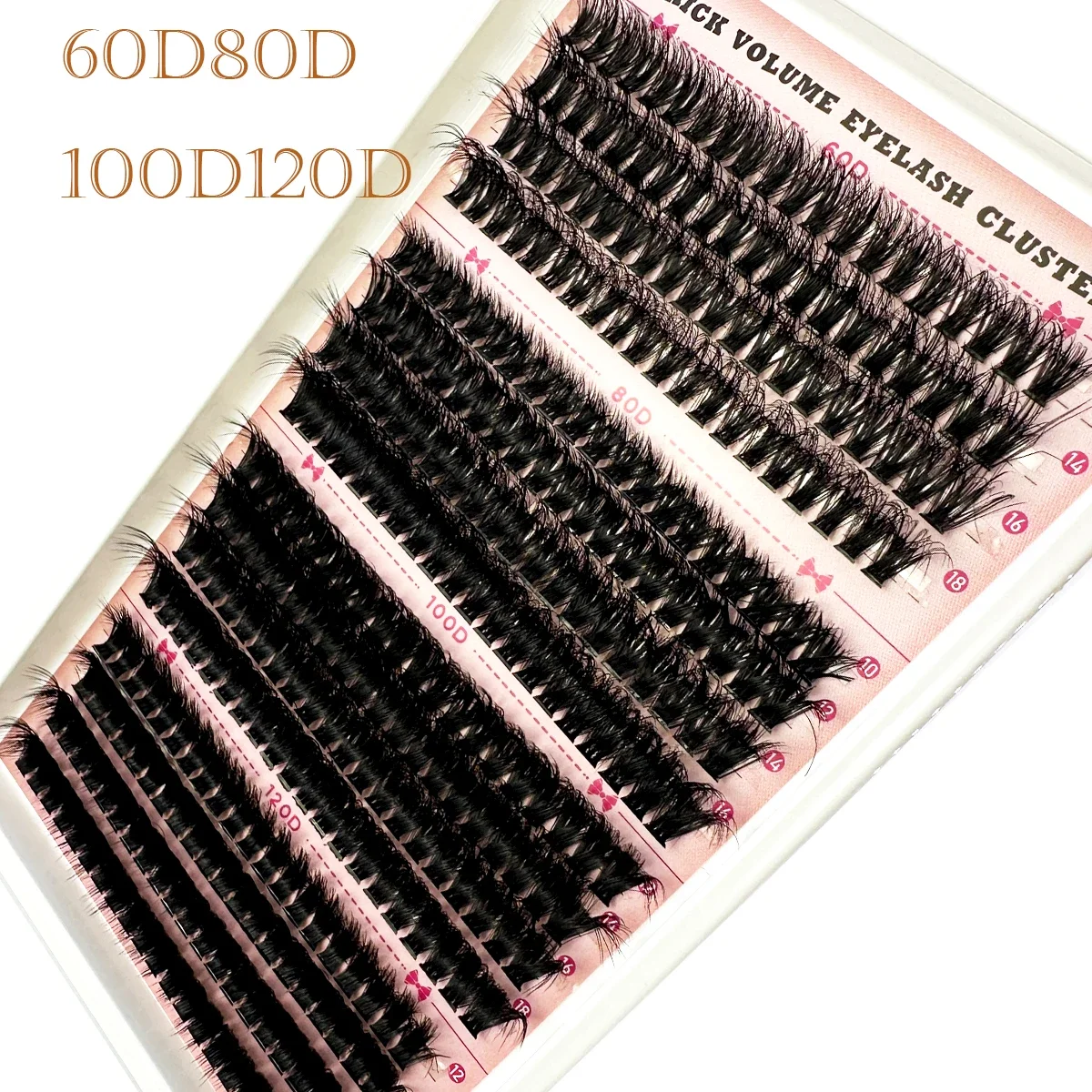 16 Rows 60D-120D Mix 5D Fluffy Individual Lashes Clusters Extensions False Eyelash DIY at Home Cluster Makeup Eyelash Tools
