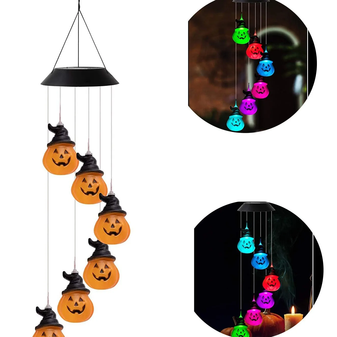 

Halloween Solar Pumpkin Wind Chime Lantern 6LED Halloween Courtyard Decoration Pumpkin Lantern Festival Gift