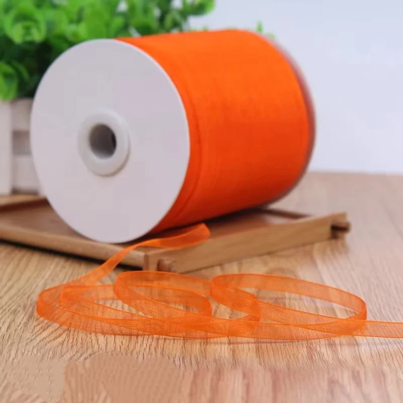 Chiffon 1cm Red Wine Silk Organza Polyester Ribbon For Sewing Wedding Decoration Webbing Crafts Gift Packing Belt (10 Meters)