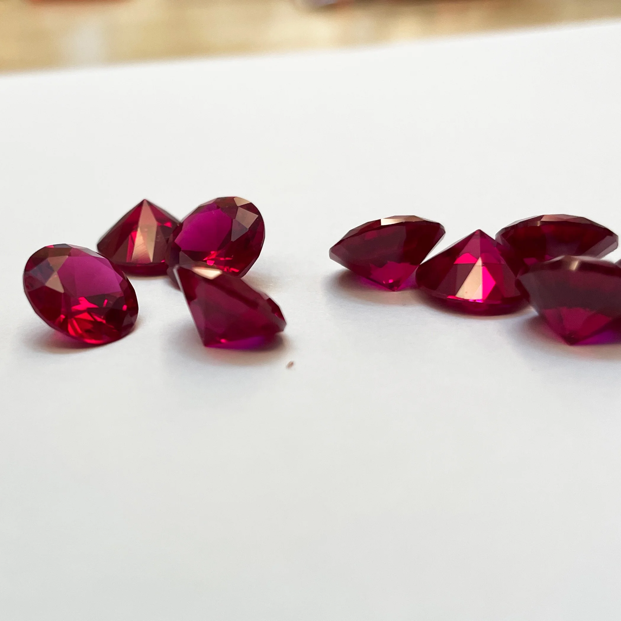 3~12mm AAAAA Quality Loose 5# Red Stones Round Brilliant Cut Ruby Red Corundum Stone Synthetic Gems For Jewelry DIY Making