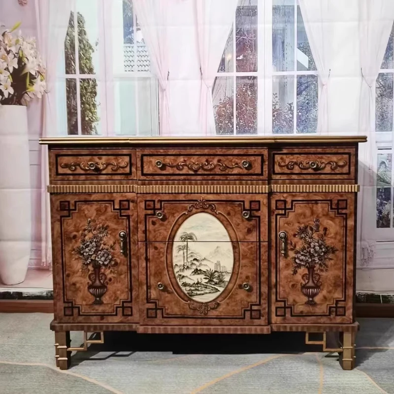 

American painted dining side entrance cabinet retro storage light luxury art partition against the wall