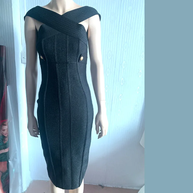 Abito da donna elegante con bende Nuovo abito aderente senza maniche sexy Abiti da celebrità per feste da club