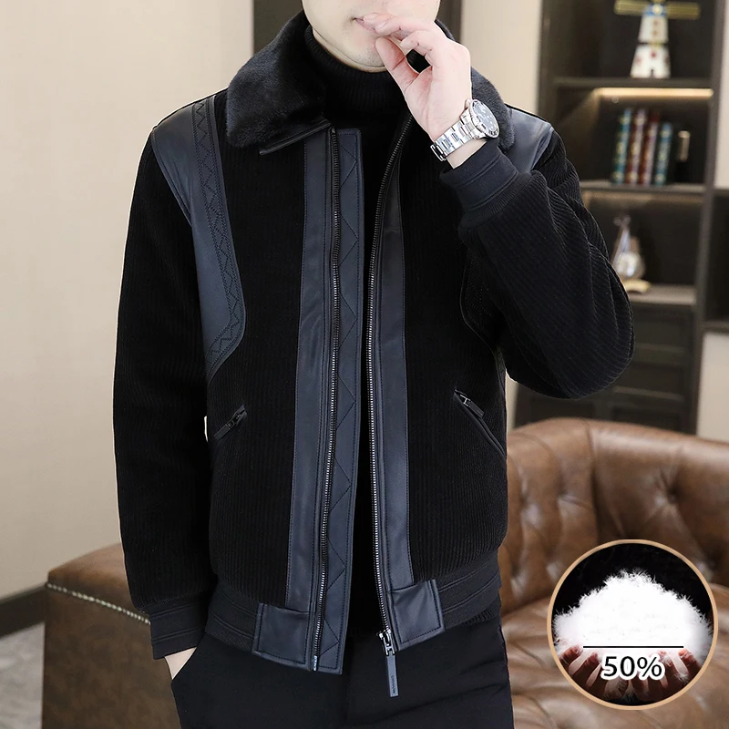 High-Quality Men's Short Puffer Coat 2025 Winter Detachable Fur Collar Warm Duck Down Jacket Casual Windproof Thicken Top Parkas