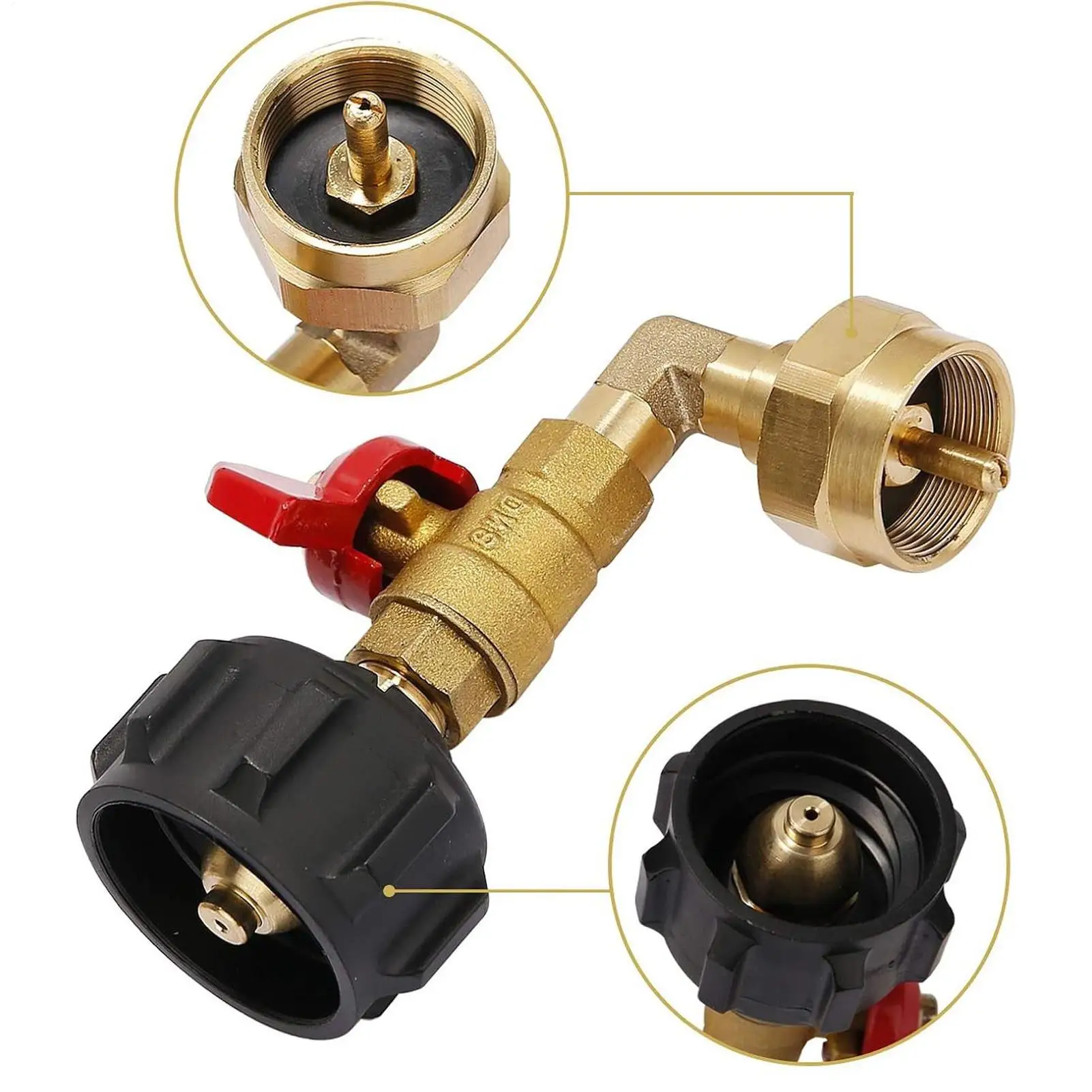 

Адаптер для заправки пропана, латунный локтевой разъем, адаптер для заправки пропана для резервуаров 1 фунт для гриля, кемпинга, походов на открытом воздухе, поездок