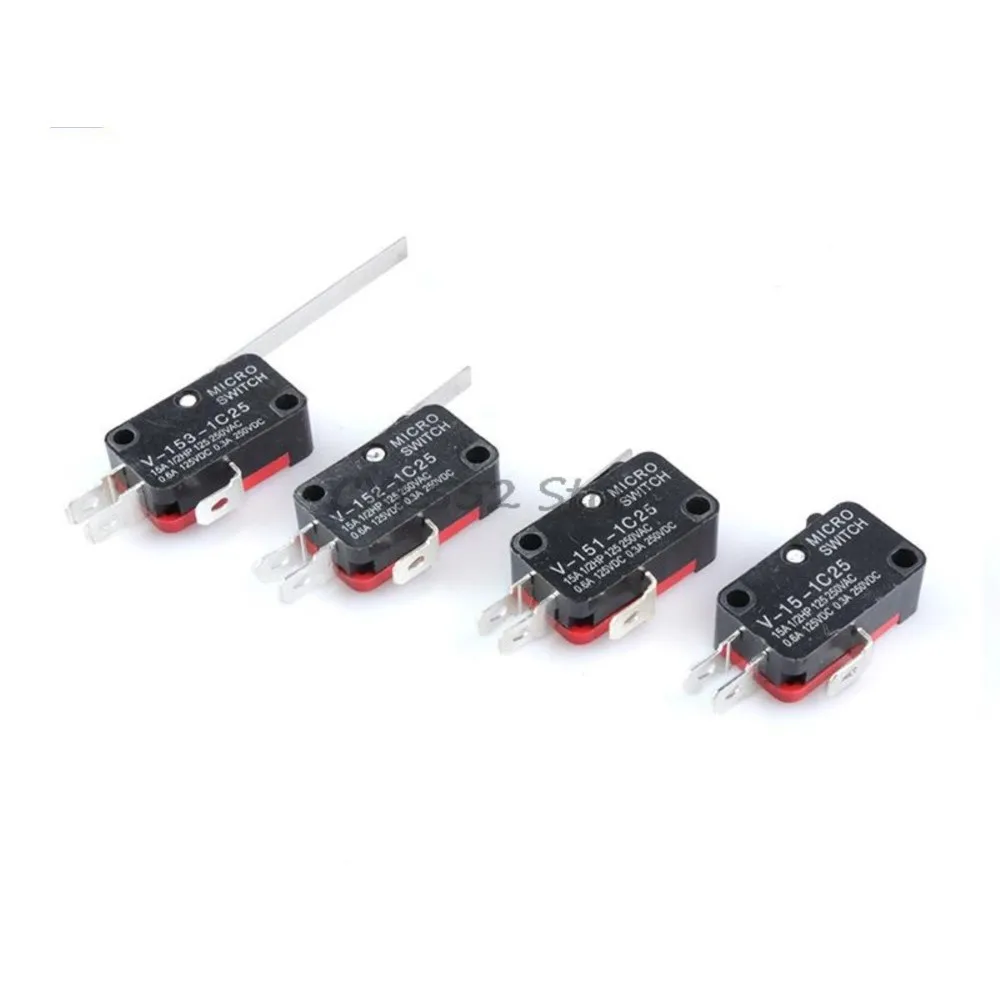 5Pcs V-15 151 152 153 154 155 156-1C25 2C25 Single And Double Silver Contact Travel Microswitch